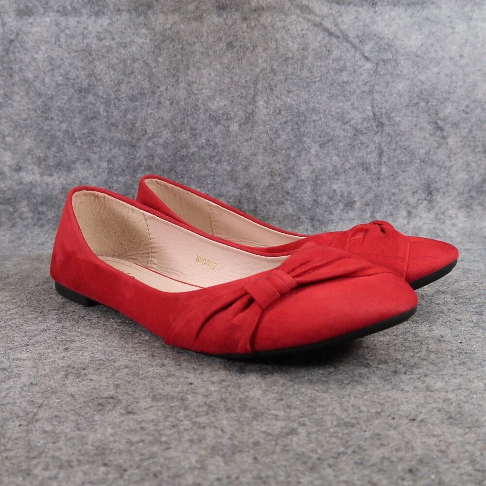 Ollio Shoes Womens 8 Ballet Flats Slip On Fashion Red Knot Classic Lifestyle